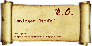 Maninger Ottó névjegykártya